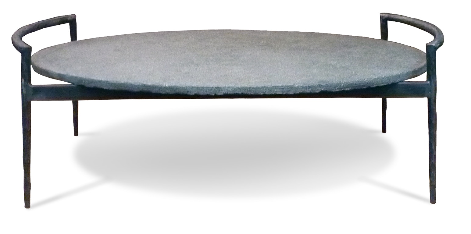 oval stone top coffee table